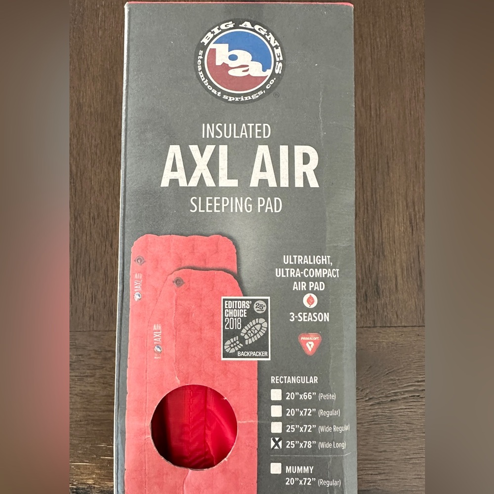 Big Agnes Insulated AXL Air Sleeping Pad Ultra Light Compact - Red